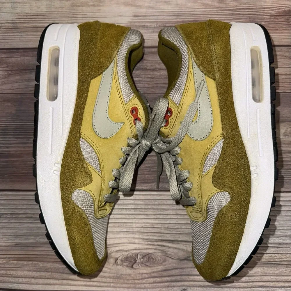 Nike Air Max 1 Premium Retro Curry Olive Green Grey White 908366-300 Men's 6